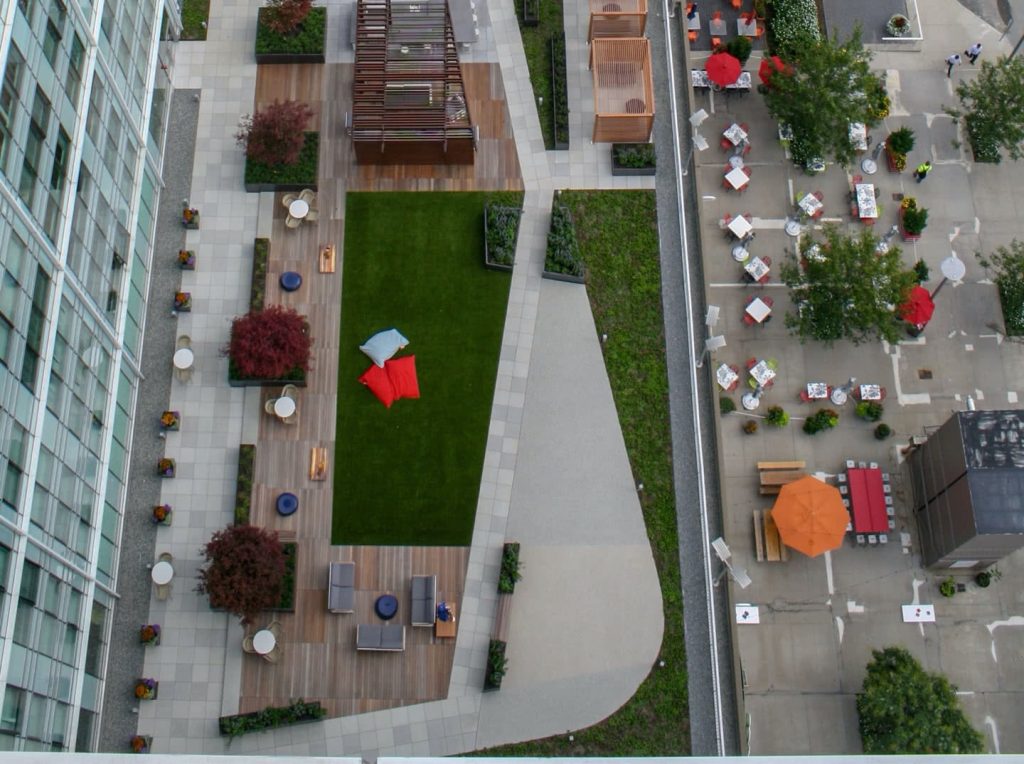 commercial rooftop artificial grass lawn