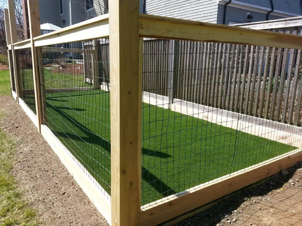 Dog run installed with artificial turf