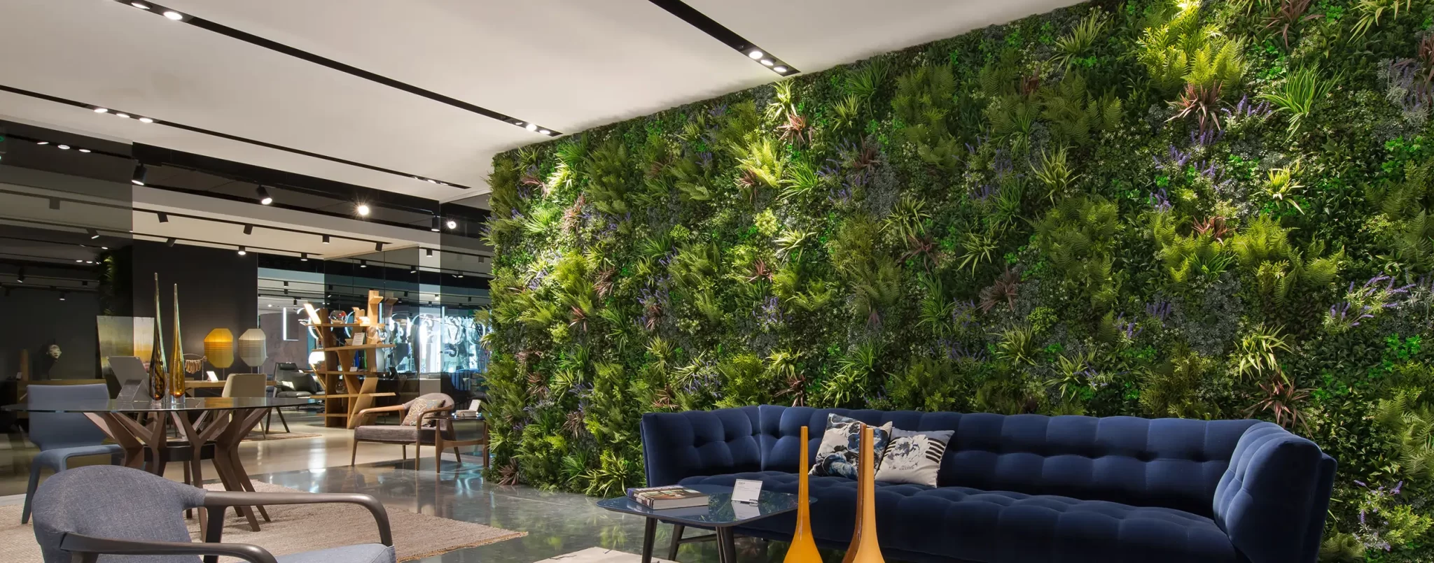 artificial living walls in lobby